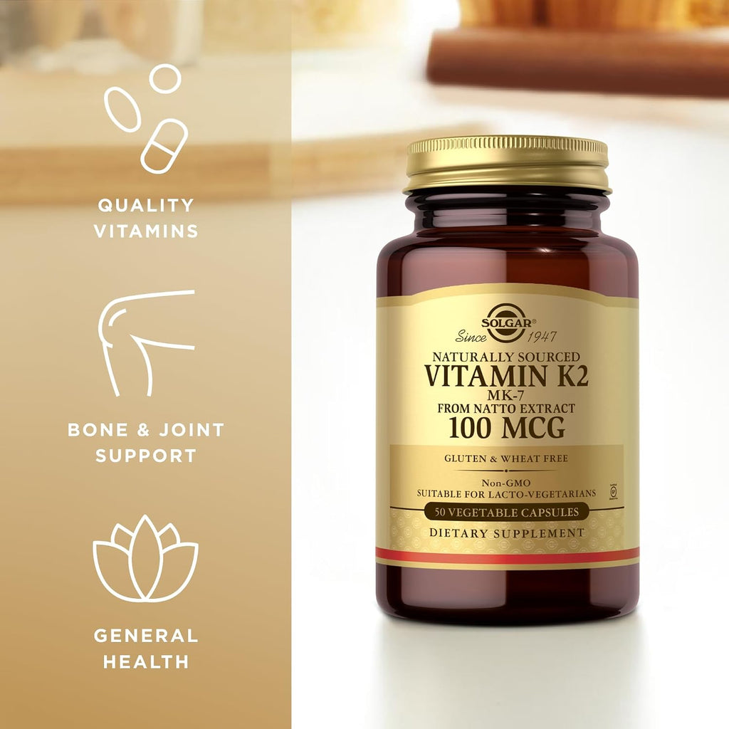 Solgar Vitamina K2 (MK-7) 100 mcg - 50 Cápsulas Vegetales, Pack de 4