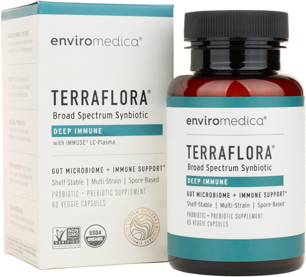 Terraflora Deep Immune Sinbiótico - Probiótico de Esporas, Prebiótico y Postbiótico, 60 Cápsulas