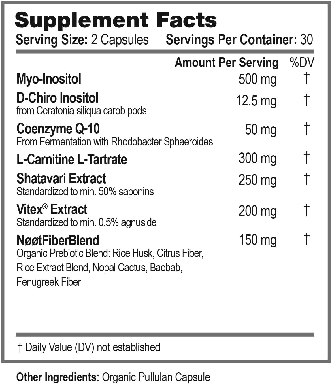 NOOT Concepción y Apoyo a la Fertilidad Femenina – Myo-Inositol, D-Chiro Inositol, Shatavari, Vitex y CoQ10 – 60 Cápsulas Veganas