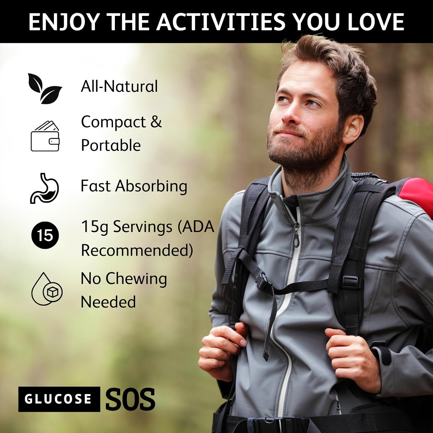 Glucose SOS Polvo de Glucosa en Sobres con Dextrosa Natural, Absorción Rápida que se Disuelve Instantáneamente en la Boca sin Agua, Manzana Verde, 12 unidades