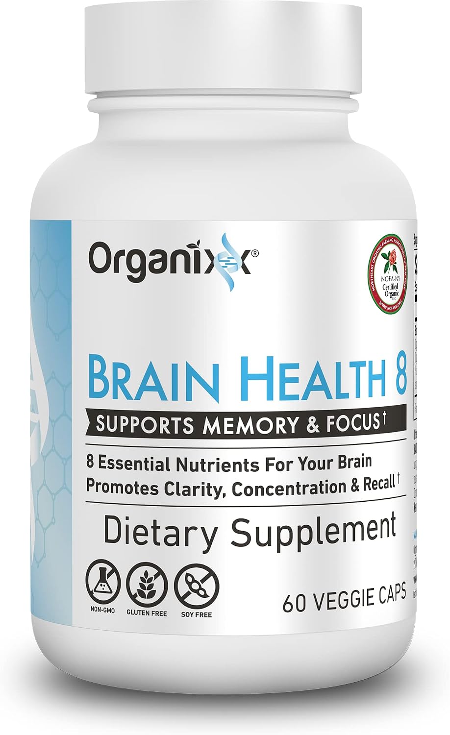 Organixx Ageless Brain - Complemento alimenticio para la función cerebral, claridad y enfoque, 60 cápsulas vegetarianas