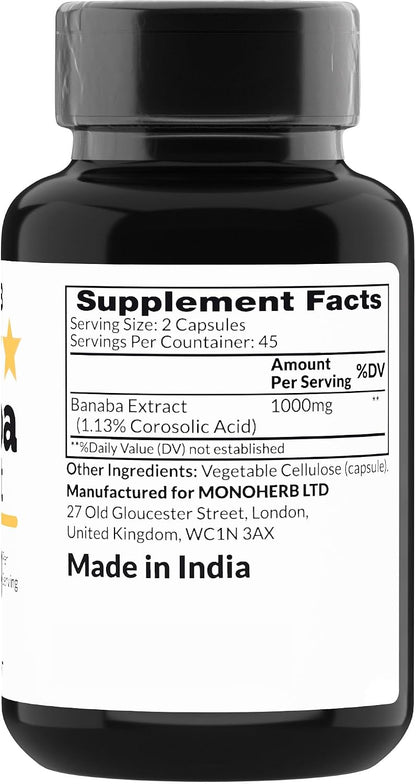 MONOHERB Extracto de Banaba 1000 mg - 90 Cápsulas Vegetales - 2% Ácido Corosólico – Image 2