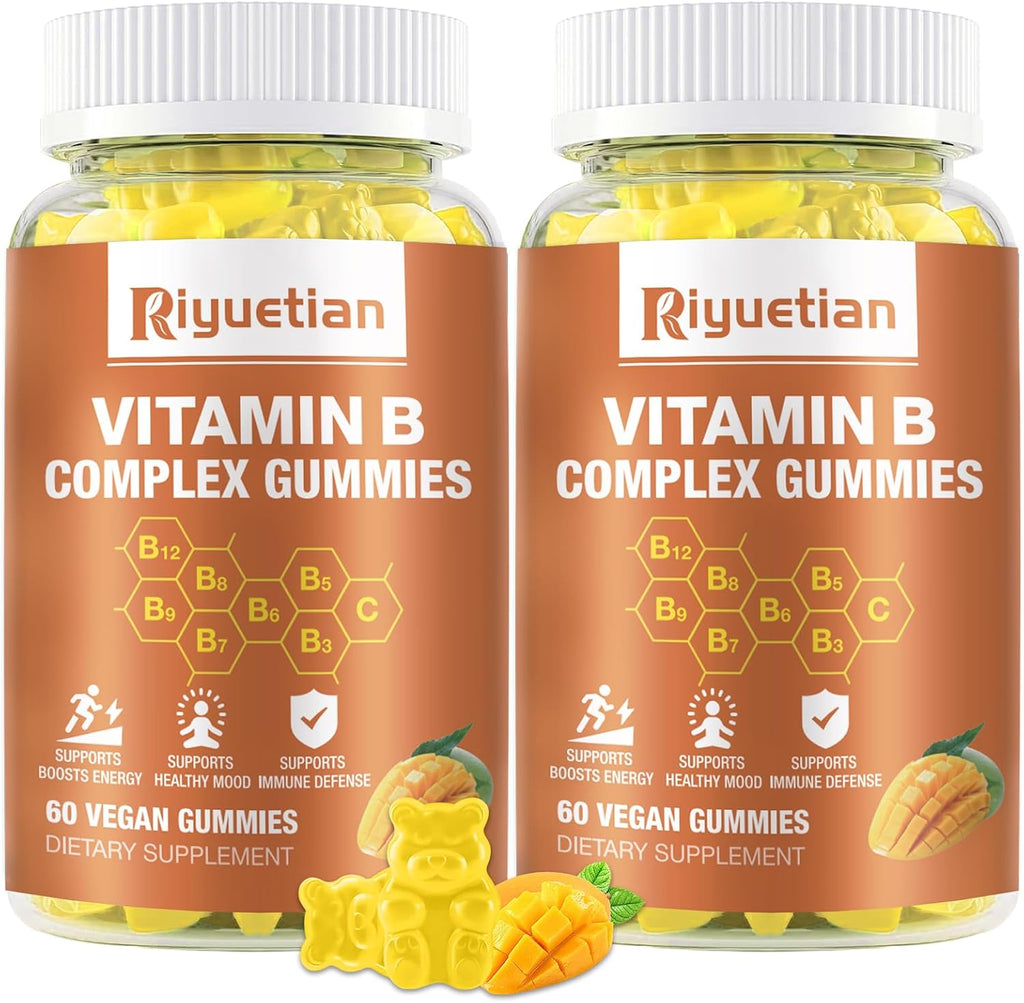 Complejo de Vitaminas B con Biotina, Colina, Inositol, Vitamina C y Zinc – Gominolas sin Azúcar (60 uds)