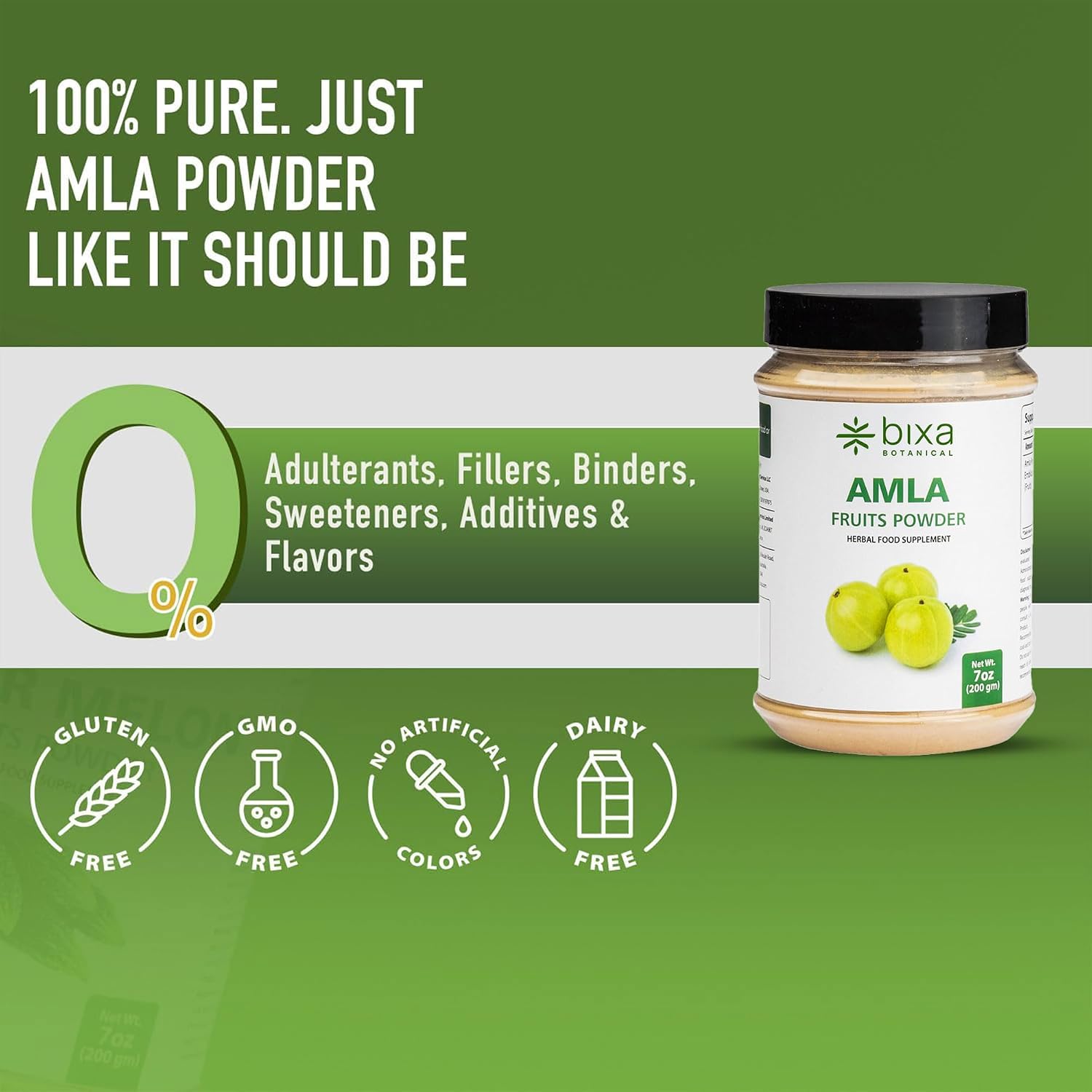 bixa BOTANICAL Amla (Amalaki) Powder - Indian Gooseberry - Rich in Natural Vitamin C - 200g