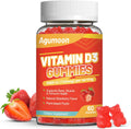 Agumoon Vitamina D3 5000 UI (125 mcg) Gomitas para Adultos - Apoyo Inmune, Huesos y Músculos - Sin Gluten, No GMO, 60 Gomitas Sabor Fresa