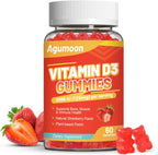 Agumoon Vitamina D3 5000 UI (125 mcg) Gomitas para Adultos - Apoyo Inmune, Huesos y Músculos - Sin Gluten, No GMO, 60 Gomitas Sabor Fresa