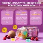Totaria Multivitamínico para Mujeres sin Azúcar con Hierro – Gomitas con Complejo B, Vitaminas C, D3, K2, para Apoyo Nutricional Diario, Inmunidad y Piel