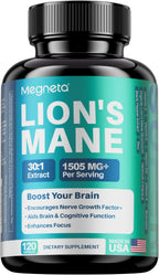MEGNETA Extracto de Lion's Mane con Pimienta Negra, 120 Cápsulas