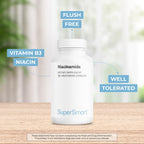 Supersmart - Suplemento de Niacinamida (Nicotinamida) 500mg - Vitamina B3 Sin Enrojecimiento - No GMO y Sin Gluten - 180 Cápsulas Vegetales