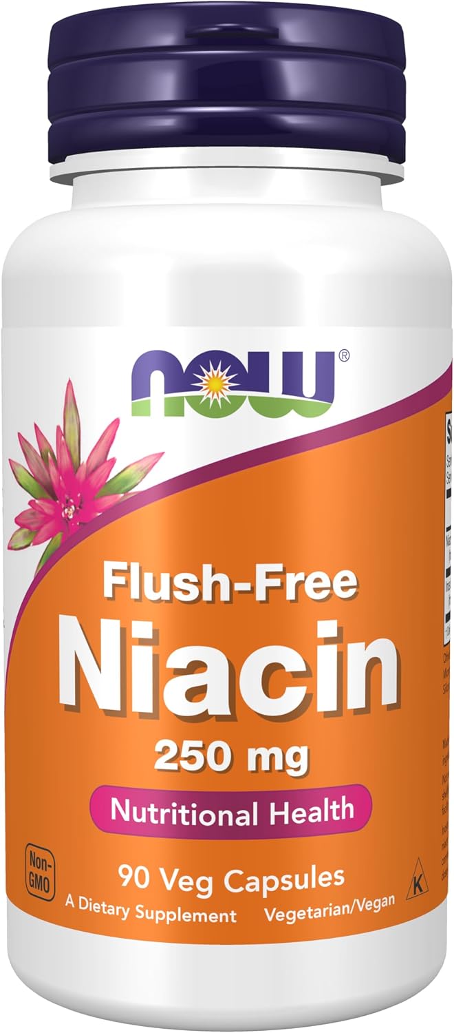 Niacina (Vitamina B3) 250 mg Flush-Free - 90 Cápsulas Veganas - NOW Foods