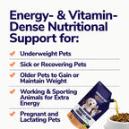 Ganador de peso de alto contenido calórico para perros y gatos - Suplemento multivitamínico en gel con omega-3 y calcio
