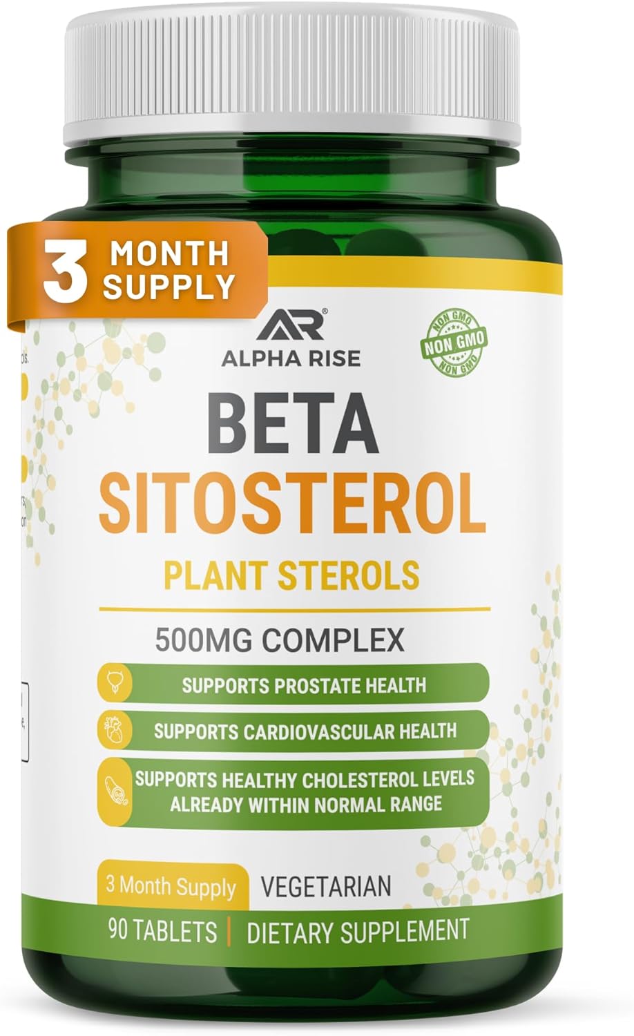 Beta Sitosterol 500 mg - 90 Comprimidos - No Transgénico - Salud Prostática y Colesterol