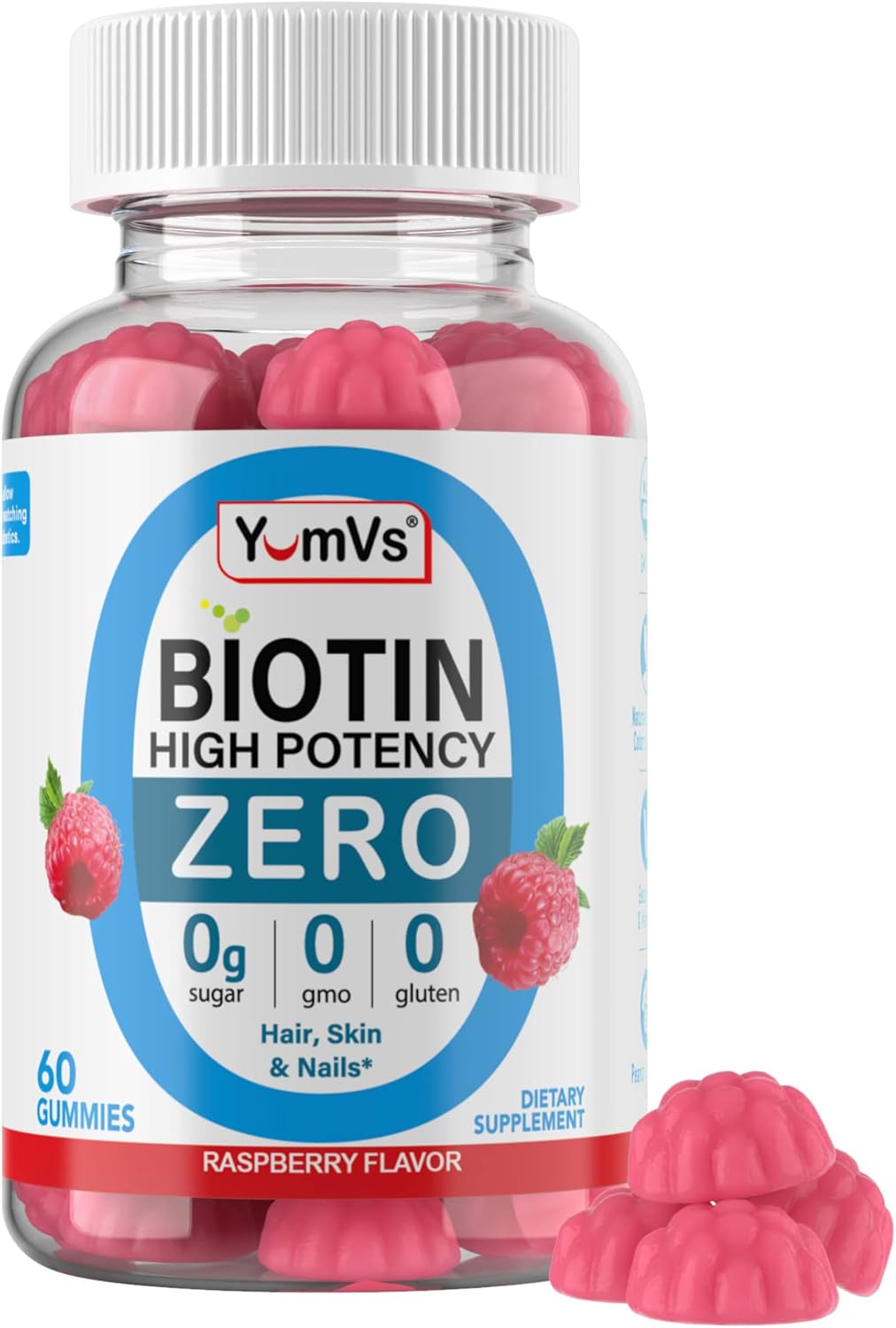 YUM-V'S Gominolas de Biotina sin Azúcar – 5.000 mcg – 60 uds.