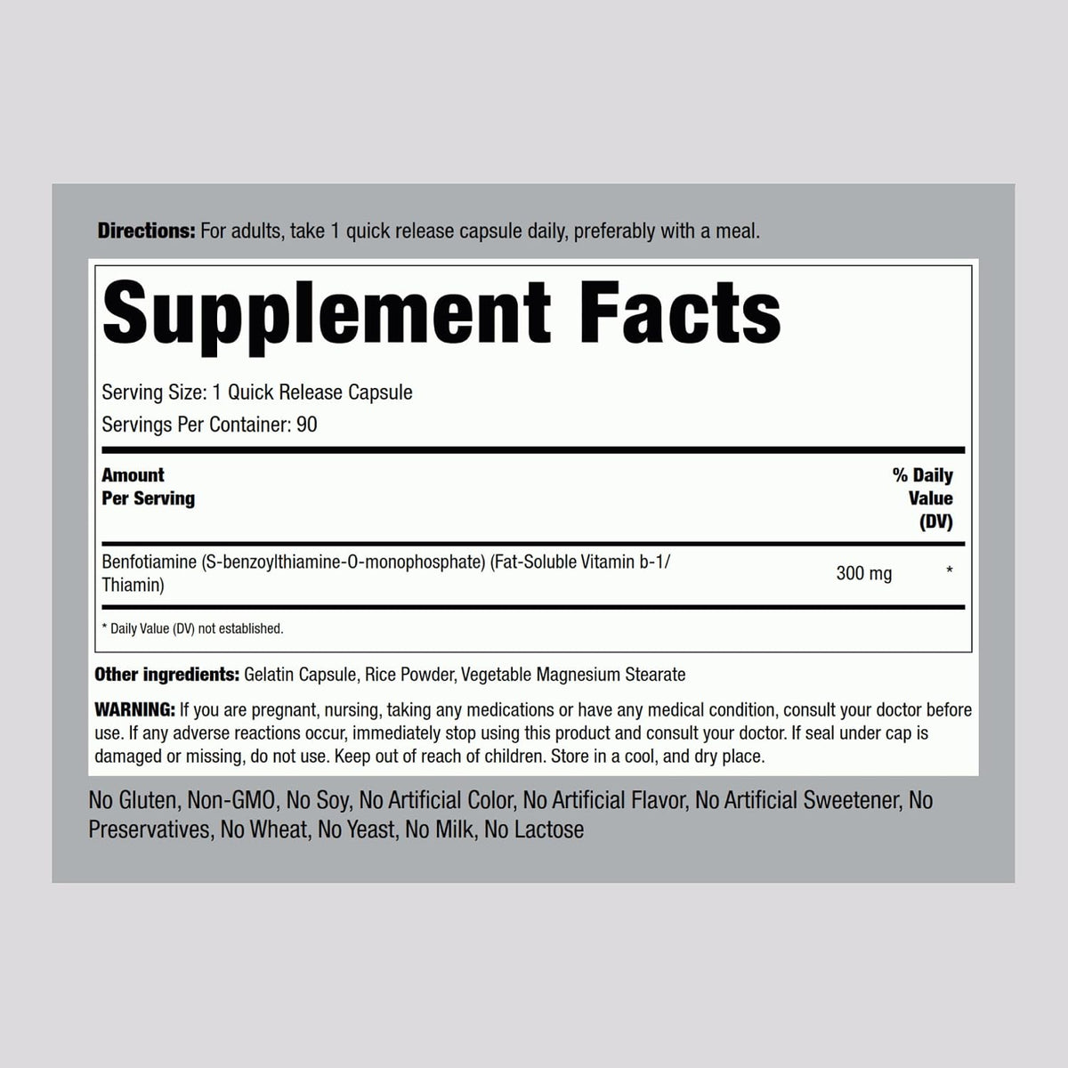 Benfotiamina 300mg - 90 Cápsulas - Piping – Contribuye al funcionamiento normal del sistema nervioso. – Image 2