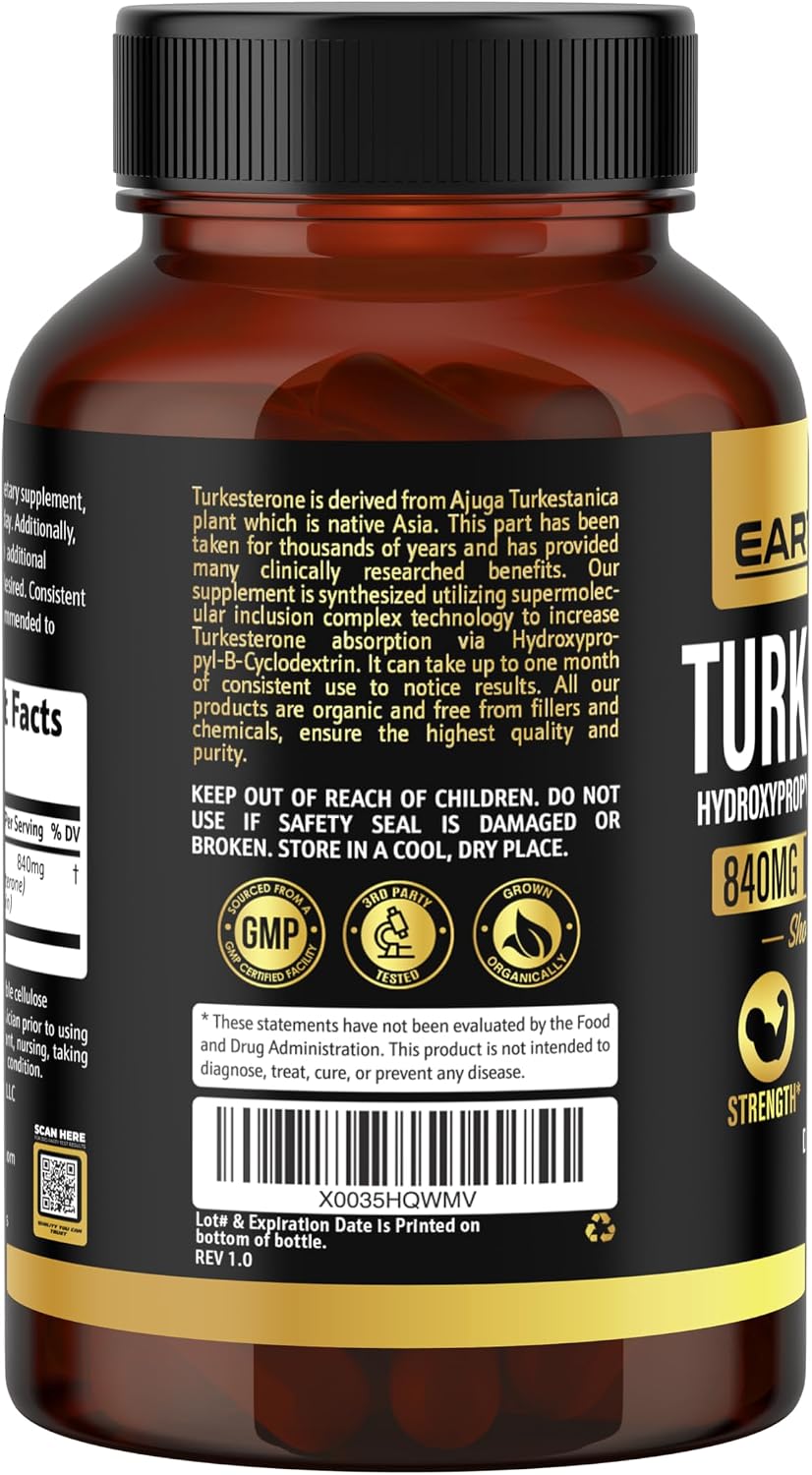 Turkesterone 840 mg – Apoyo Natural de Testosterona con Extracto Puro de Ajuga Turkestanica