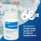 MAJOR Vitamina D3 10 mcg (400 UI) con Calcio - 100 Comprimidos (Pack de 3)