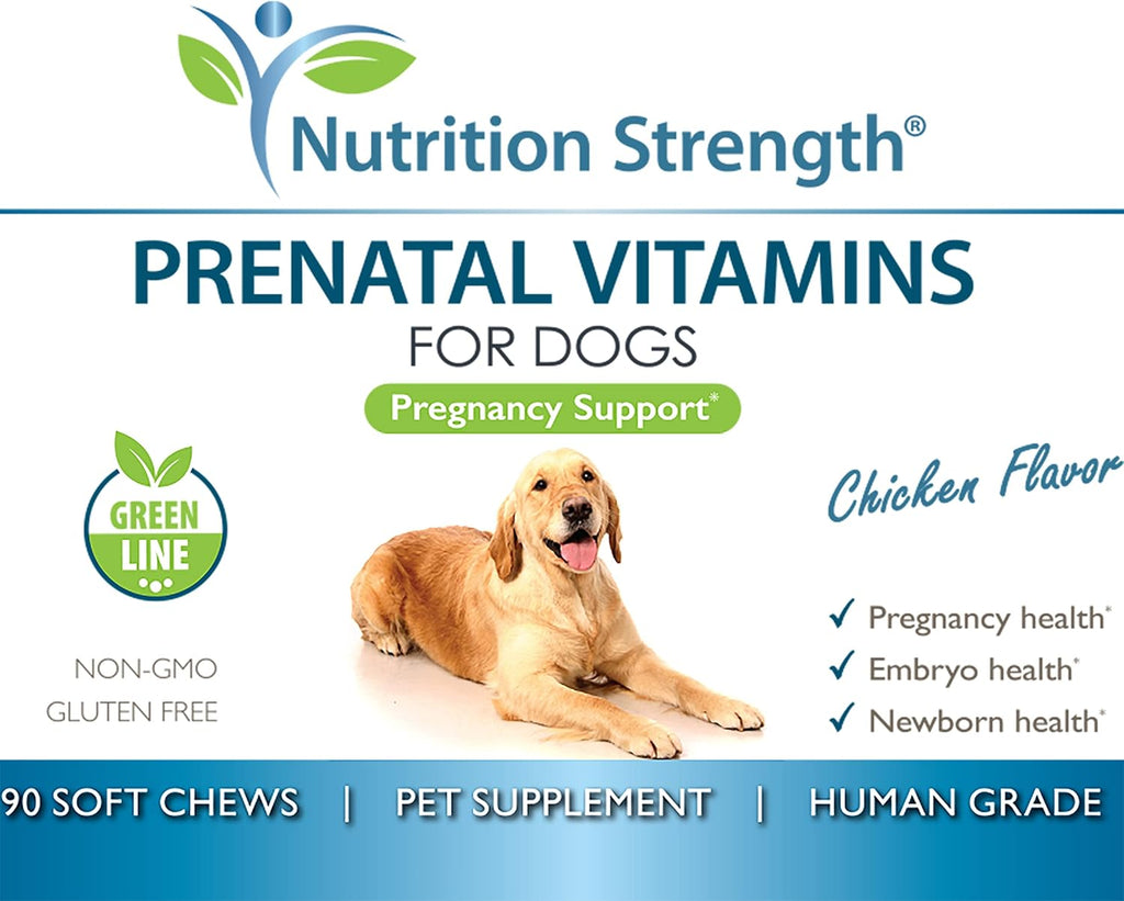 Nutrition Strength Vitaminas prenatales para perros | 90 masticables suaves