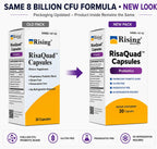 Rising Health RisaQuad™ Probiotic Capsules – 40 mg (8 Billion CFU+) Proprietary Blend for Digestive & Gut Health | Shelf Stable - 30 Capsules