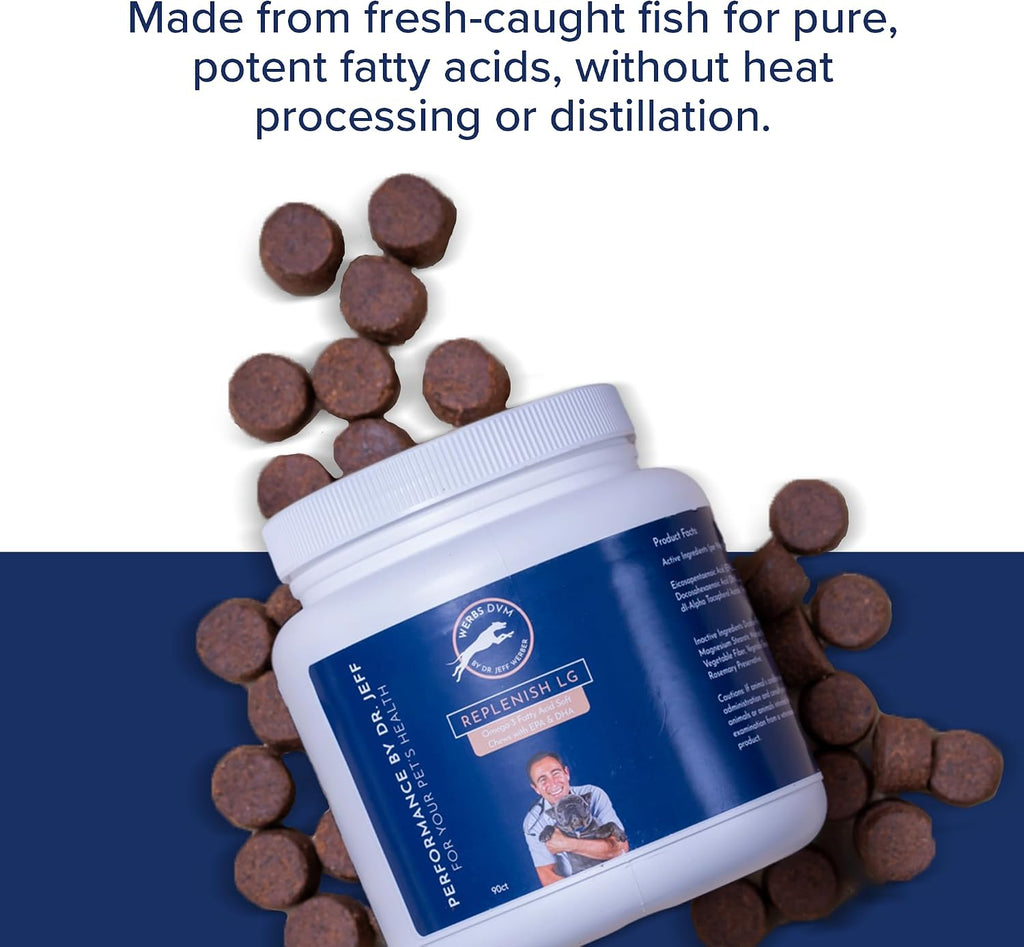 Dr. Jeff Werber Replenish Omega 3 Masticables para Perros - 60 unidades (Pequeño/Mediano)