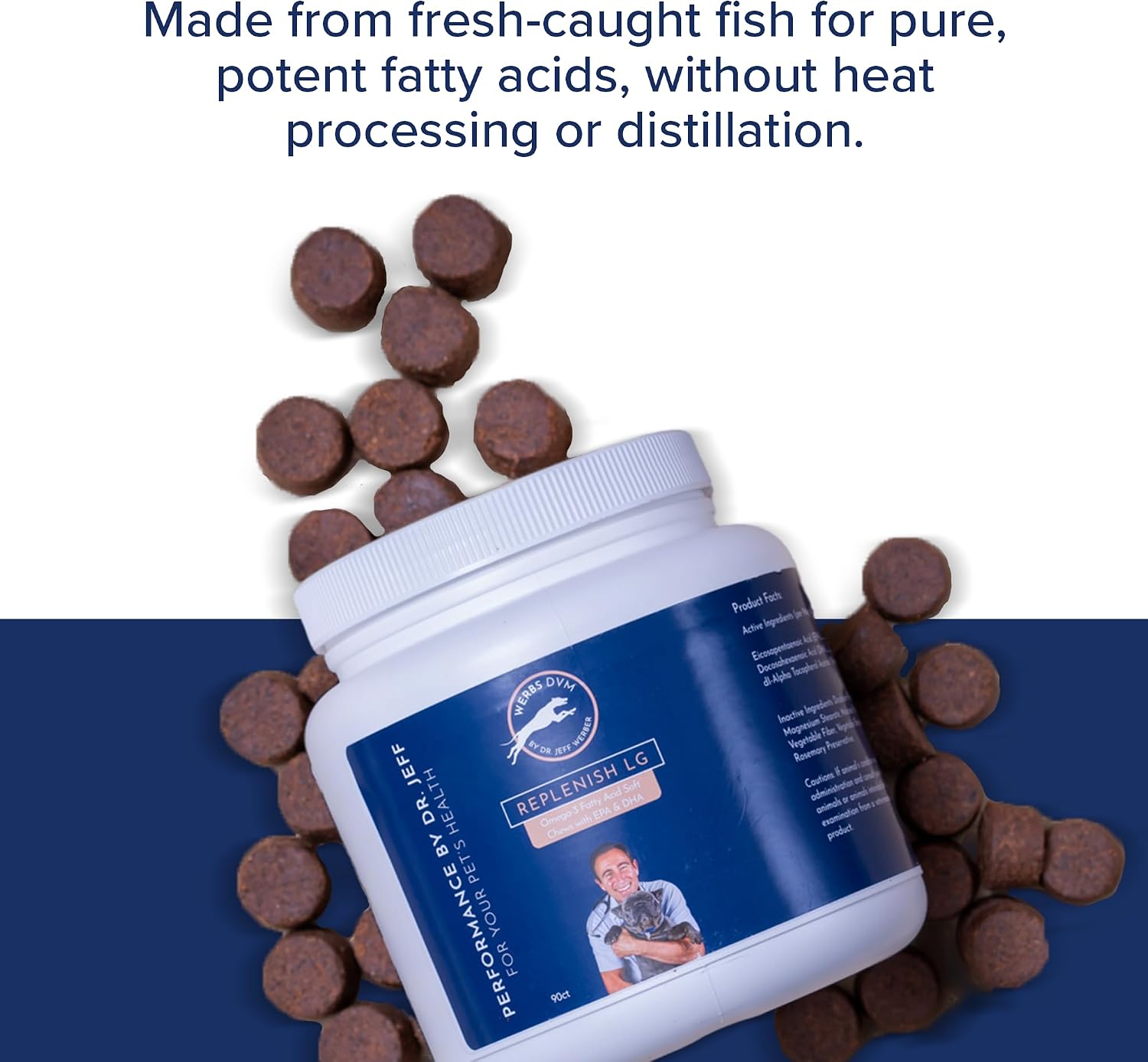 Dr. Jeff Werber Replenish Omega 3 Masticables para Perros - 60 unidades (Pequeño/Mediano)