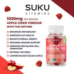 SUKU Appley Ever After Gummies – Vinagre de Manzana con B12 y Folato Metilados – Sin Azúcar, Vegano – 50 Gominolas