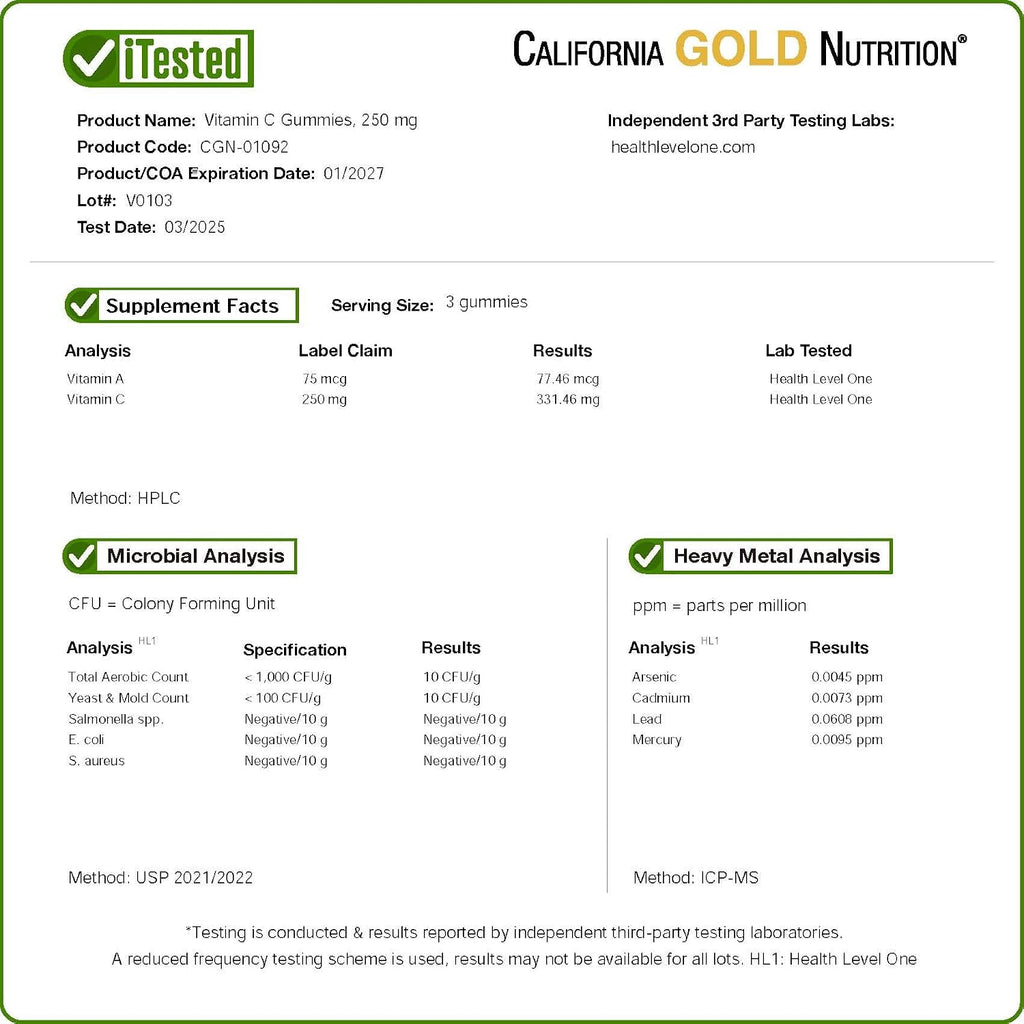 California Gold Nutrition Gomitas de Vitamina C con Vitamina A a partir de 100% Betacaroteno, 90 gomitas vegetarianas