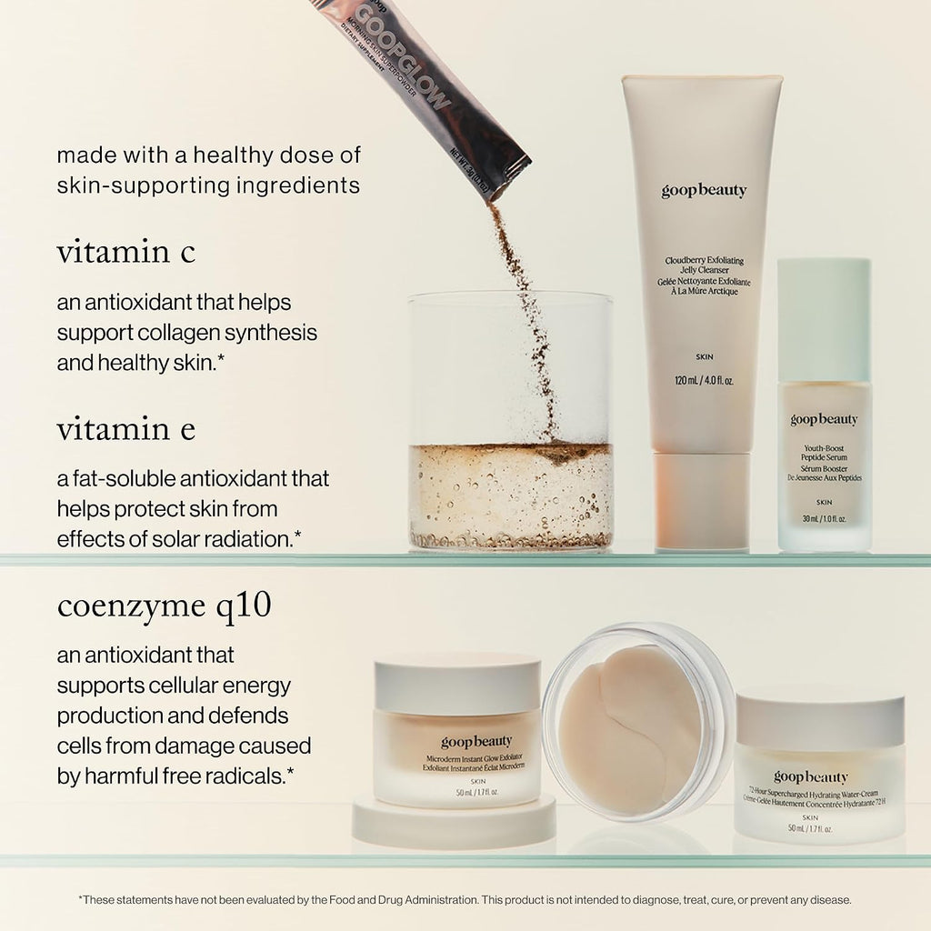 goop Beauty Morning Skin Drink Mix - Mezcla en polvo con vitaminas C y E - 30 sobres