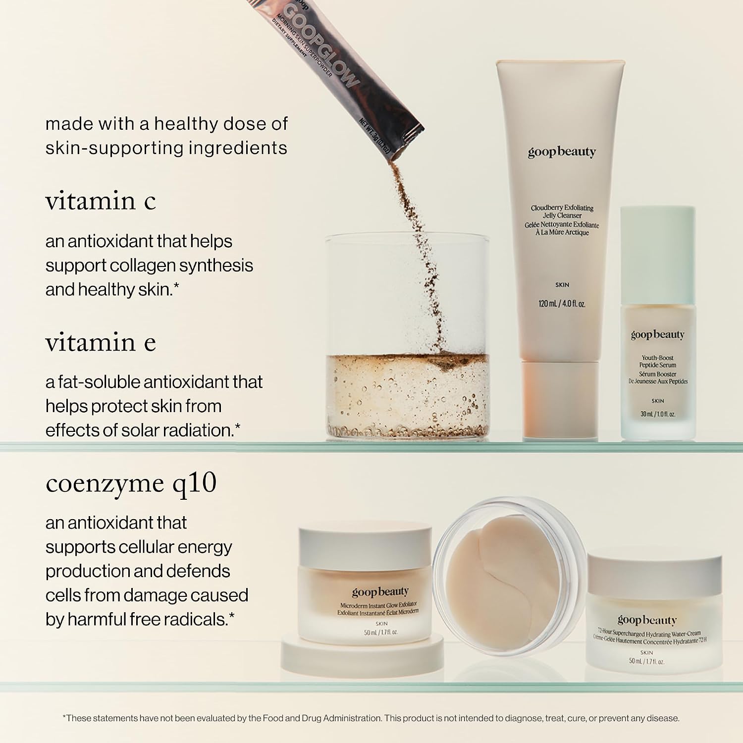 goop Beauty Morning Skin Drink Mix - Mezcla en polvo con vitaminas C y E - 30 sobres