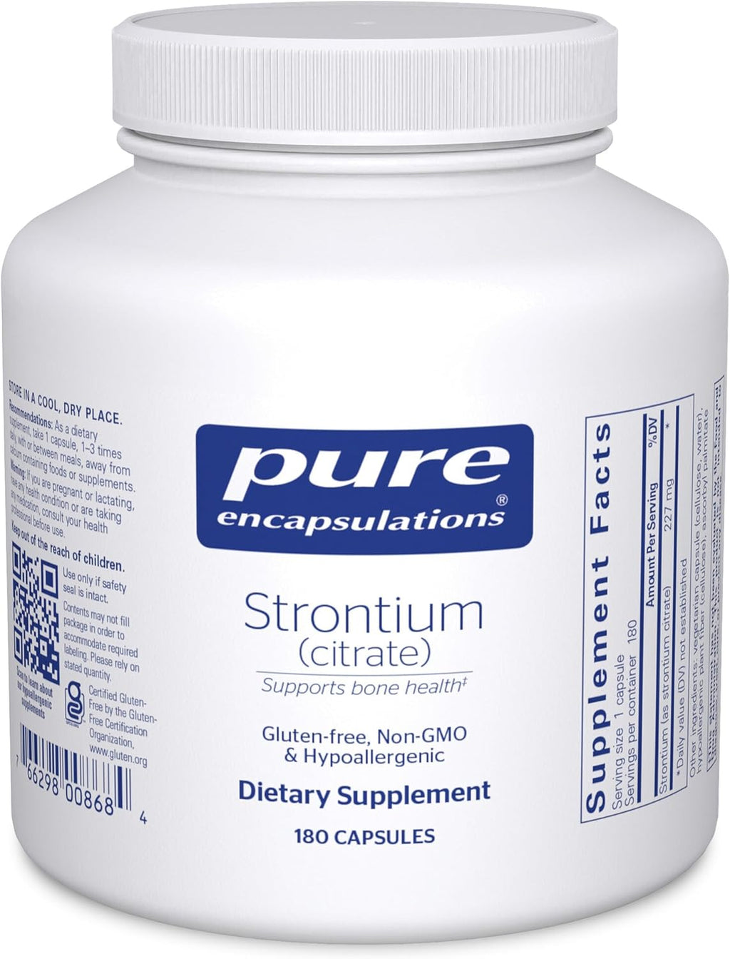 Pure Encapsulations Estroncio (Citrato) | Suplemento alimenticio hipoalergénico | 90 Cápsulas