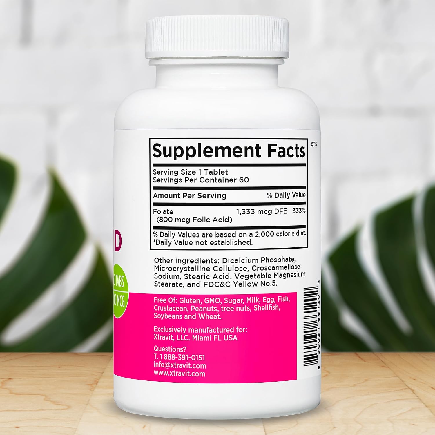 Xtravit Ácido Fólico 800 mcg – Complemento para Embarazo, Lactancia y Postparto – 60 Comprimidos Veganos