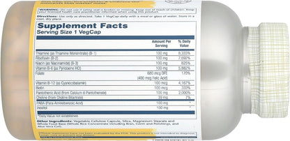 Solaray Complejo B 100 mg, 250 cápsulas – Sistema nervioso: Las vitaminas B1, B2, B6, B12 y biotina contribuyen al – Image 2