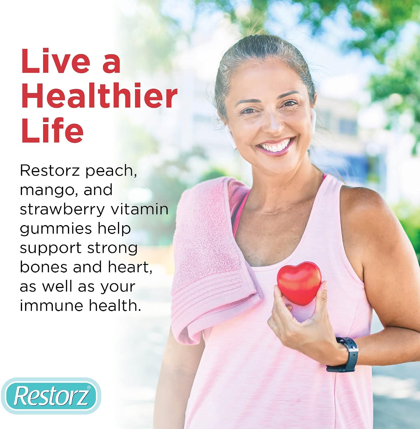 Restorz Vitamin D3 Gummies (120 uds) - Gominolas Veganas Sin Gluten - Sabores Melocotón, Mango y Fresa