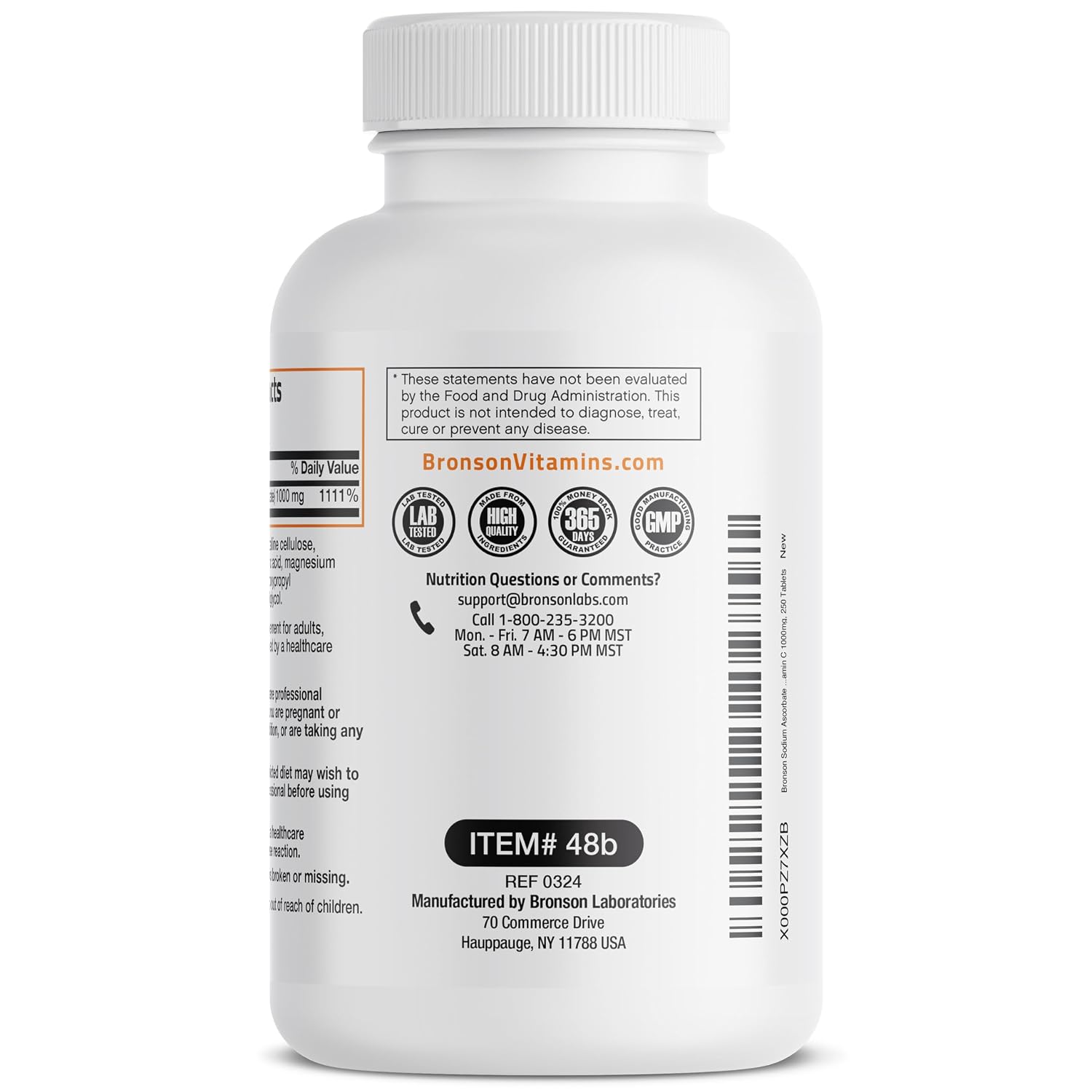 Ascorbato de Sodio Vitamina C 1000 mg - Bronson - No Ácido - 250 Comprimidos