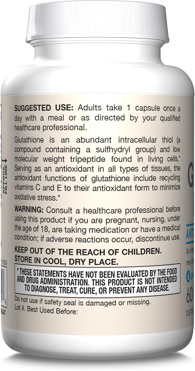 Jarrow Formulas Glutatión Reducido 500 mg – 60 Cápsulas Veganas