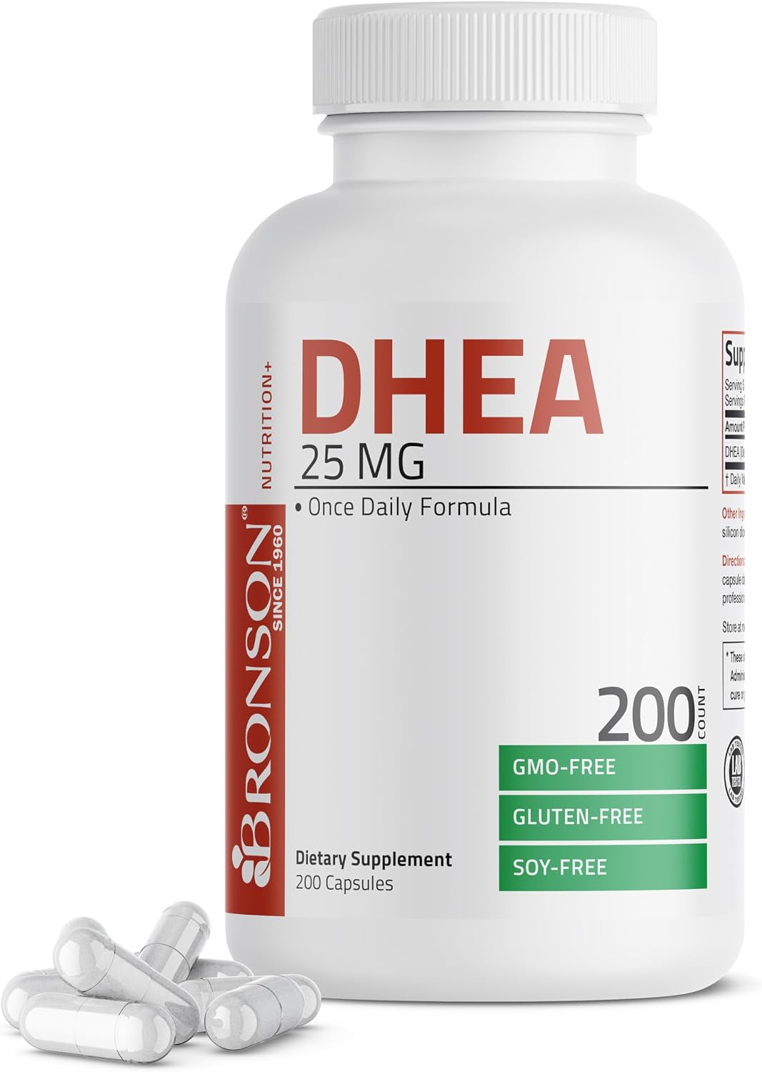 Bronson DHEA 25mg Fórmula Diaria, 200 Cápsulas Vegetarianas