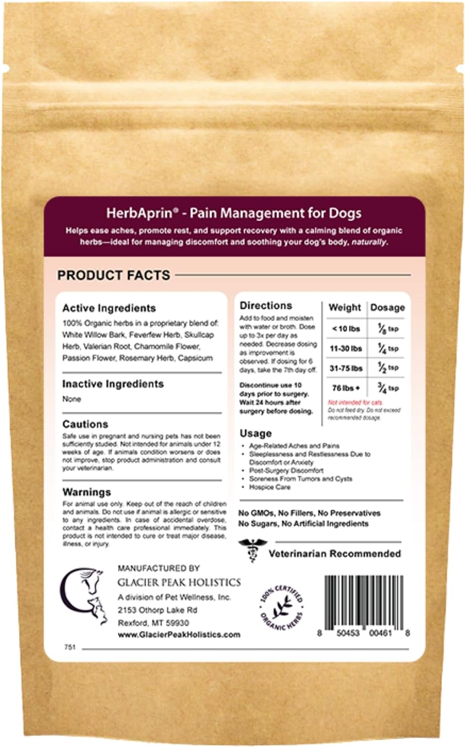 HerbAprin - Alivio Natural para Perros con Hierbas Orgánicas, 90 Servicios (85g)