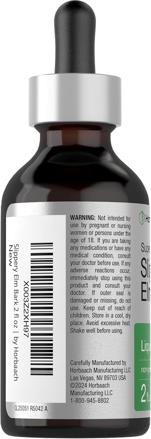 Horbäach Extracto Líquido de Olmo Americano | 60 ml | Tintura de Corteza | Vegano | Sin Alcohol | No-GMO, Sin Gluten