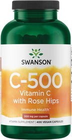 Swanson Vitamina C con Escaramujo 500 mg 400 Cápsulas