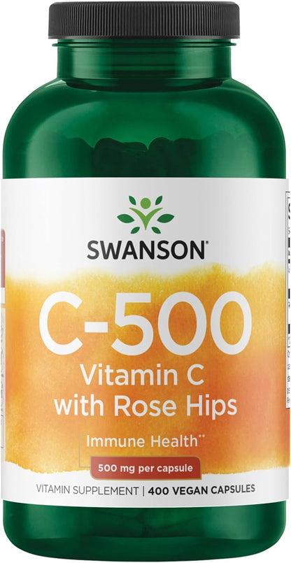 Swanson Vitamina C con Escaramujo 500 mg 400 Cápsulas – Image 1