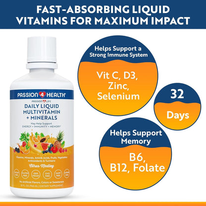 Passion 4 Life Multivitamínico Líquido Diario + Minerales - Más de 100 Ingredientes Premium para Toda la Familia – Image 2
