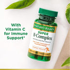 Nature's Bounty Complejo B Super con Vitamina C y Ácido Fólico, Apoyo Inmunológico y Energético - 150 comprimidos