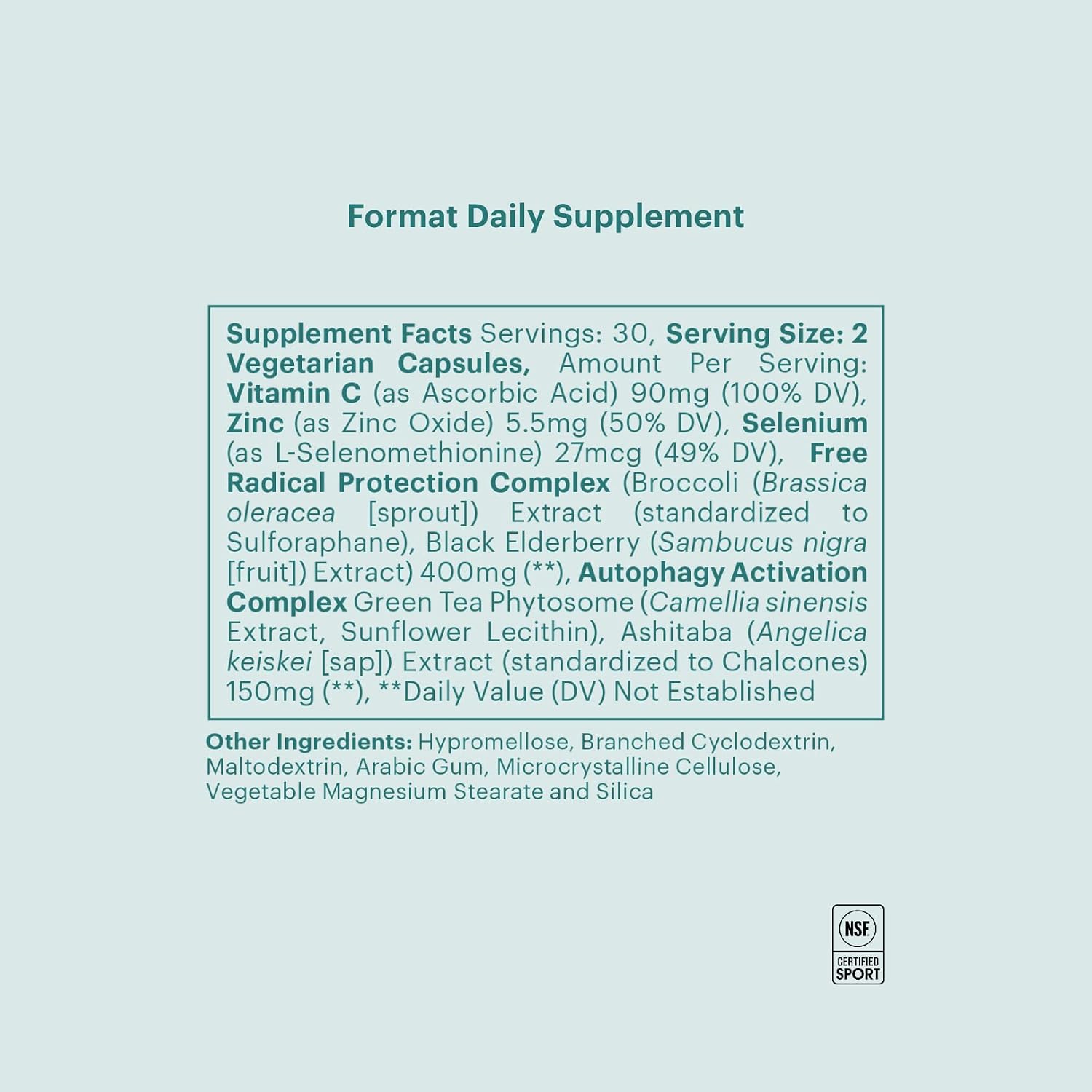 ELYSIUM Format Complejo de Apoyo Inmunitario - con Vitamina C, Zinc, Selenio y Complejo Senolítico Intermitente - 60 Cápsulas