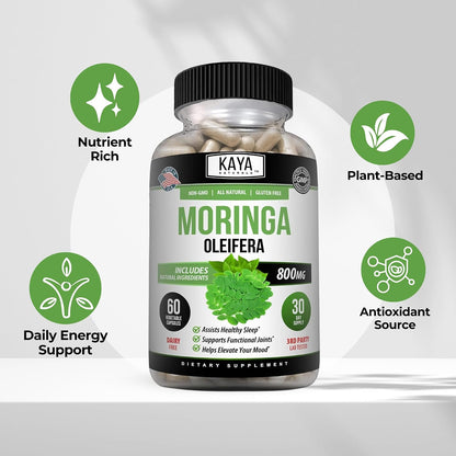 Kaya Naturals Extracto de Hoja de Moringa - – Hierro: Contribuye a la formación normal de glóbulos rojos y al – Image 4