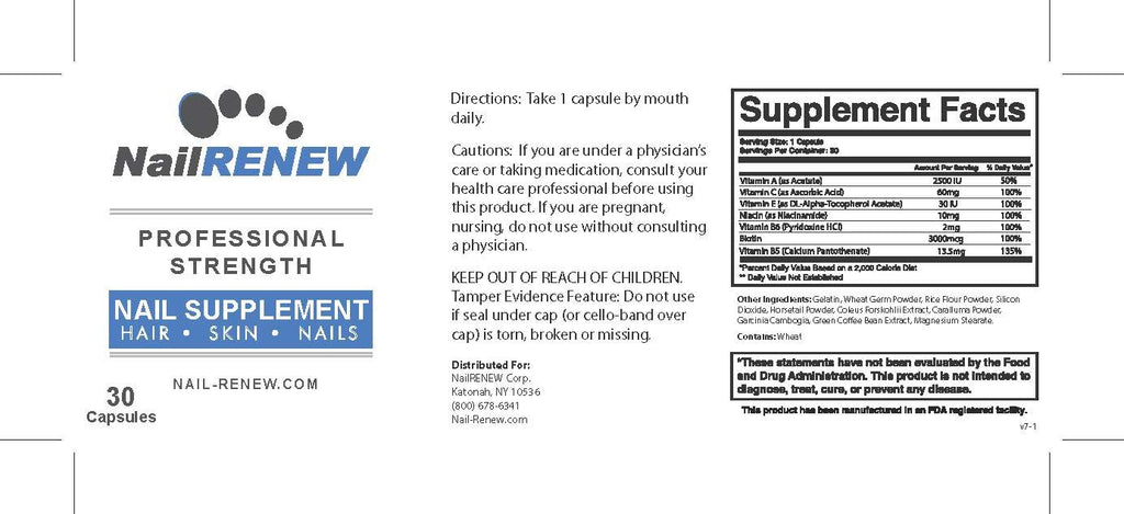 NailRENEW Suplemento Diario para Uñas - Mezcla Profesional de Biotina y Vitaminas, 30 Cápsulas