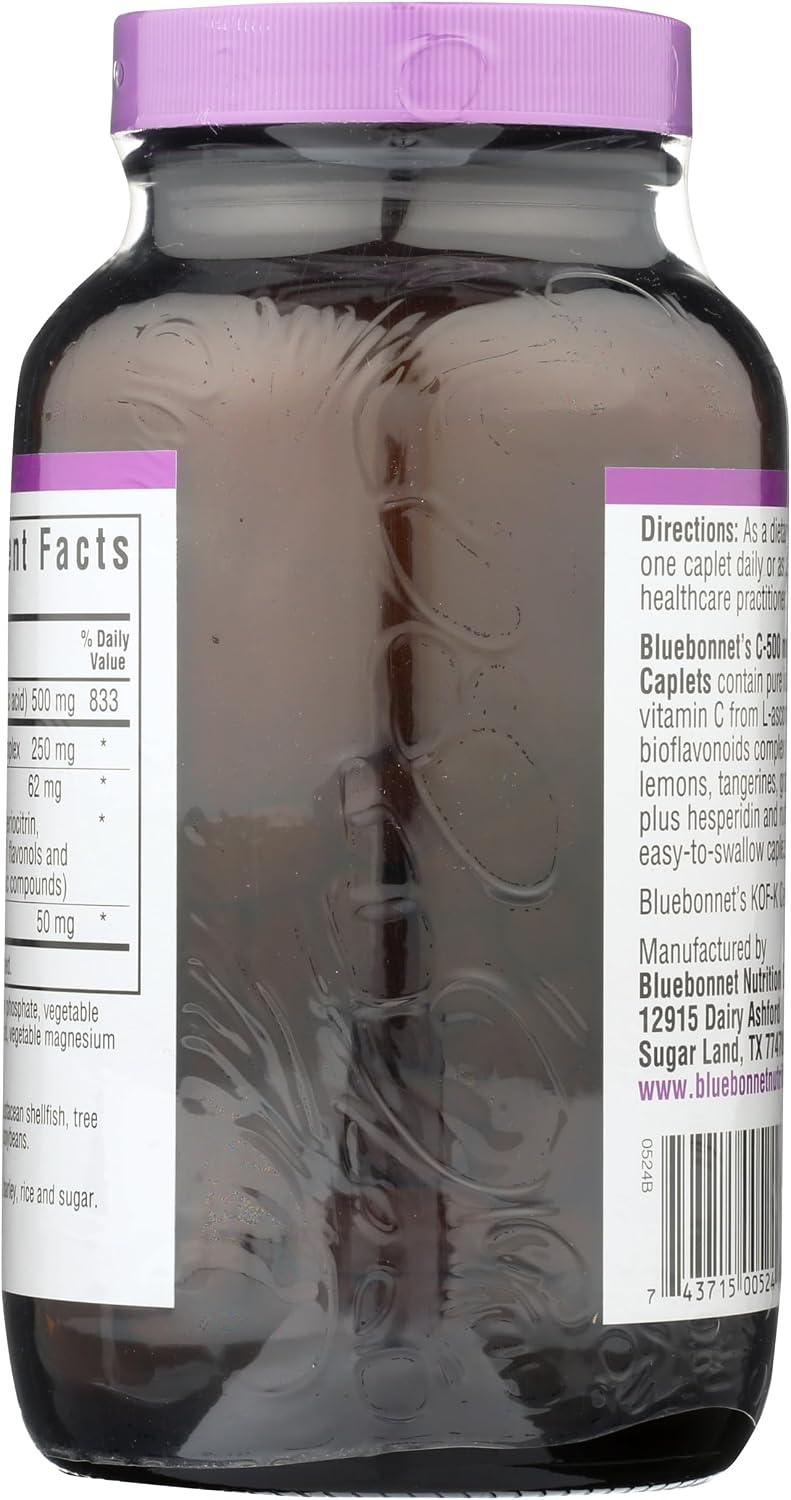 Bluebonnet Nutrition C-500 mg con Bioflavonoides Cítricos, 500 mg de Vitamina C y 250 mg de Bioflavonoides, 180 Caplets