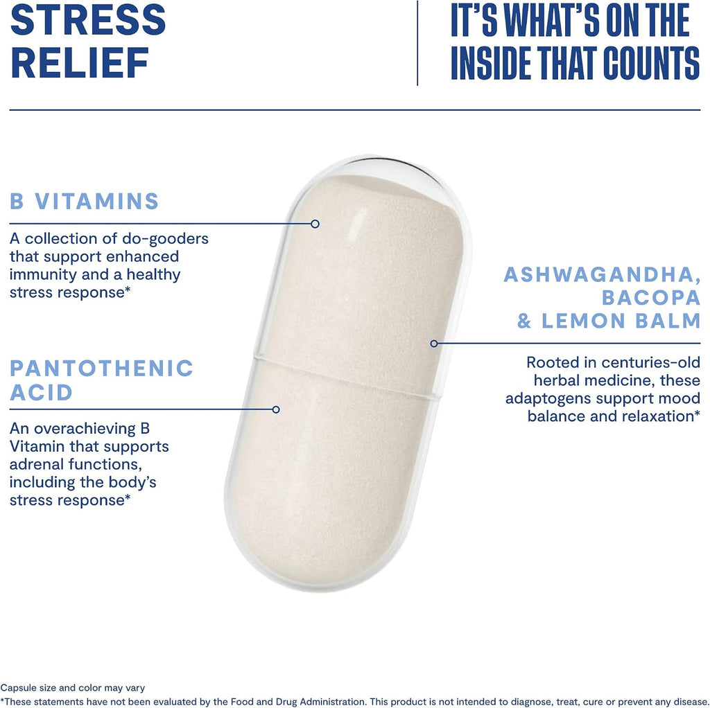 Habit Stress Relief Supplement (60 Cápsulas) - Apoya la Relajación y el Equilibrio del Estado de Ánimo, con Vitaminas B y Adaptógenos