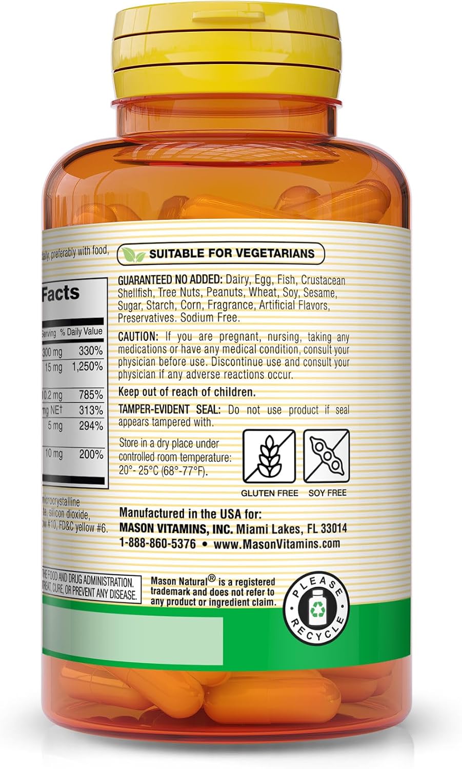 MASON NATURAL Complejo B con Vitamina C – 100 Cápsulas