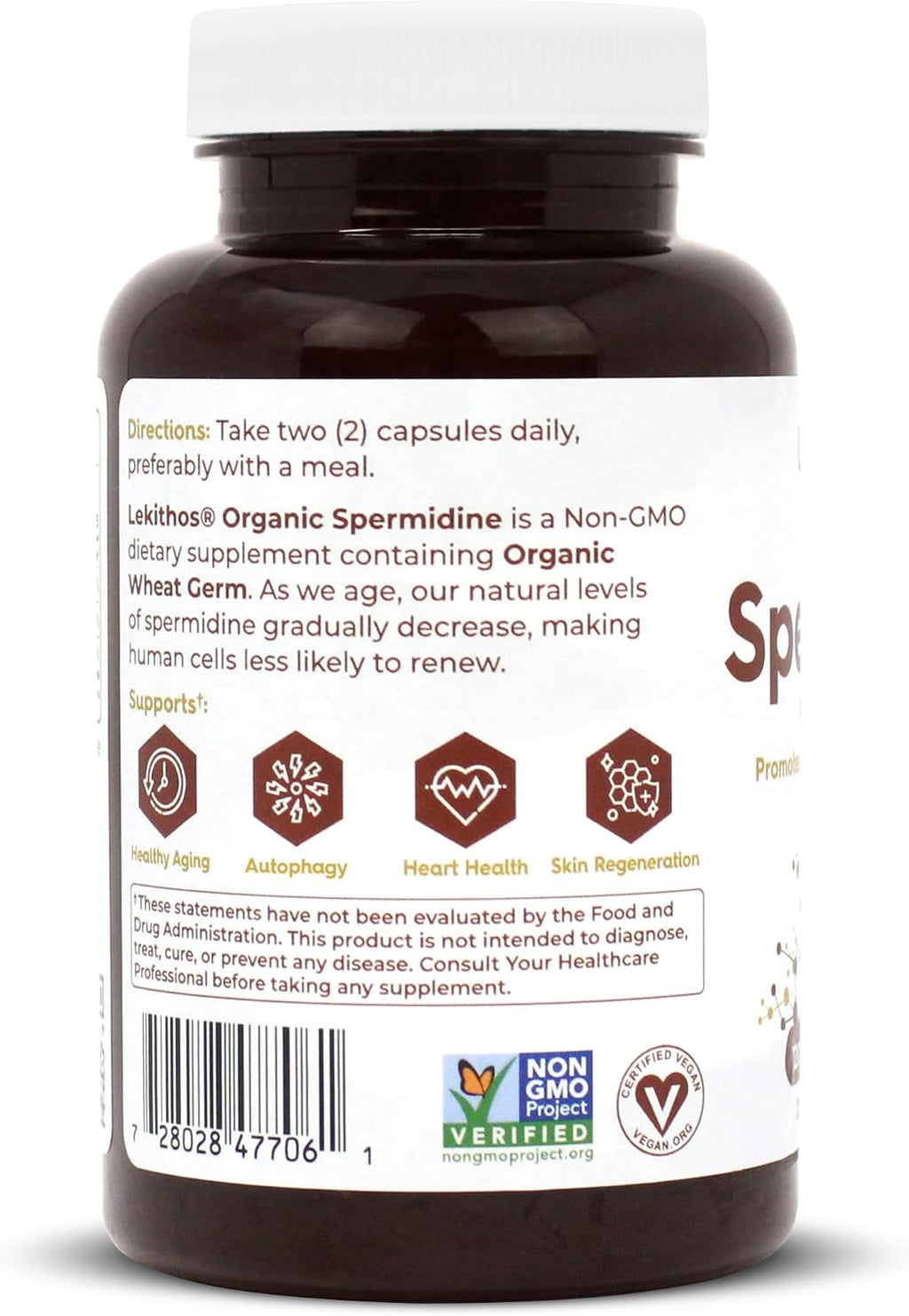 Lekithos Cápsulas de Espermidina Orgánica | Extracto de Germen de Trigo | Renovación Celular | 1050 mg por Dosis | Vegano, Sin OGM | 120 Cápsulas