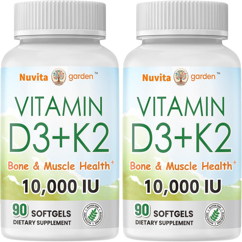 Vitamina D3 10000 UI + K2 (MK-7) 200 mcg - 2 Pack de 90 Cápsulas Blandas