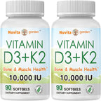 Vitamina D3 10000 UI + K2 (MK-7) 200 mcg - 2 Pack de 90 Cápsulas Blandas